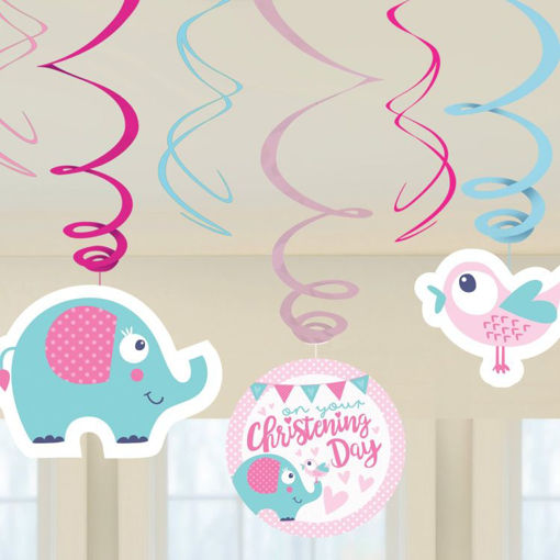 Picture of CHRISTENING DAY PINK SWIRL DECO